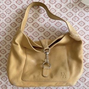 Y2K Dooney & Bourke Leather Hobo Bag With Gold Clip Detail